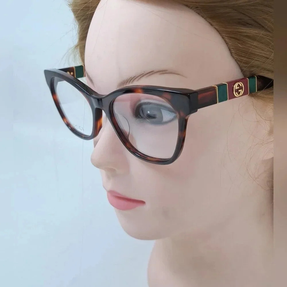 NWT Gucci Women's Eye Glasses  Frames Cat Eye Dark Havana Gold GG0600O 54-18-140 - Picture 4 of 16